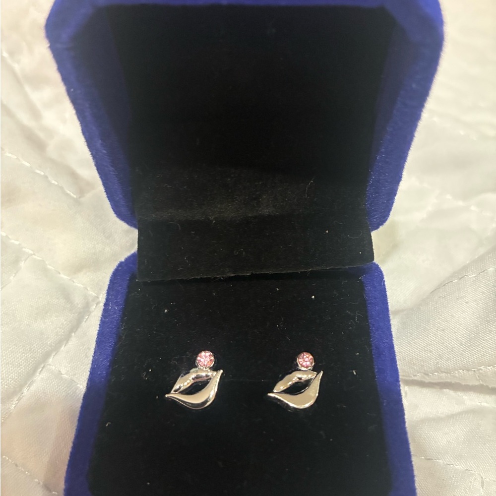 Elegant Silver and Pink Earrings